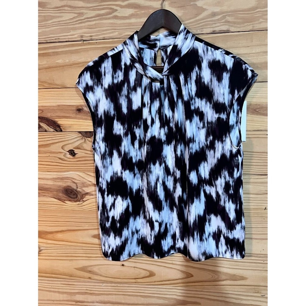 Calvin Klein Tank Top Womens‎ Large Sleeveless Pleated Blouse Abstract Print